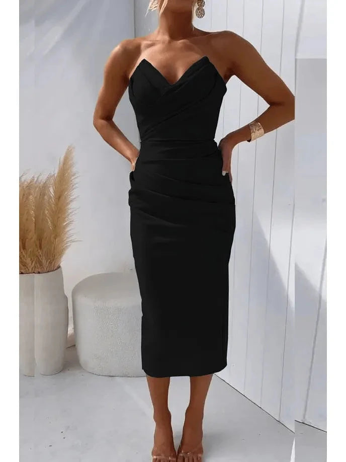 Maya | Strapless Summer Dress for Weddings - ginlerie 5