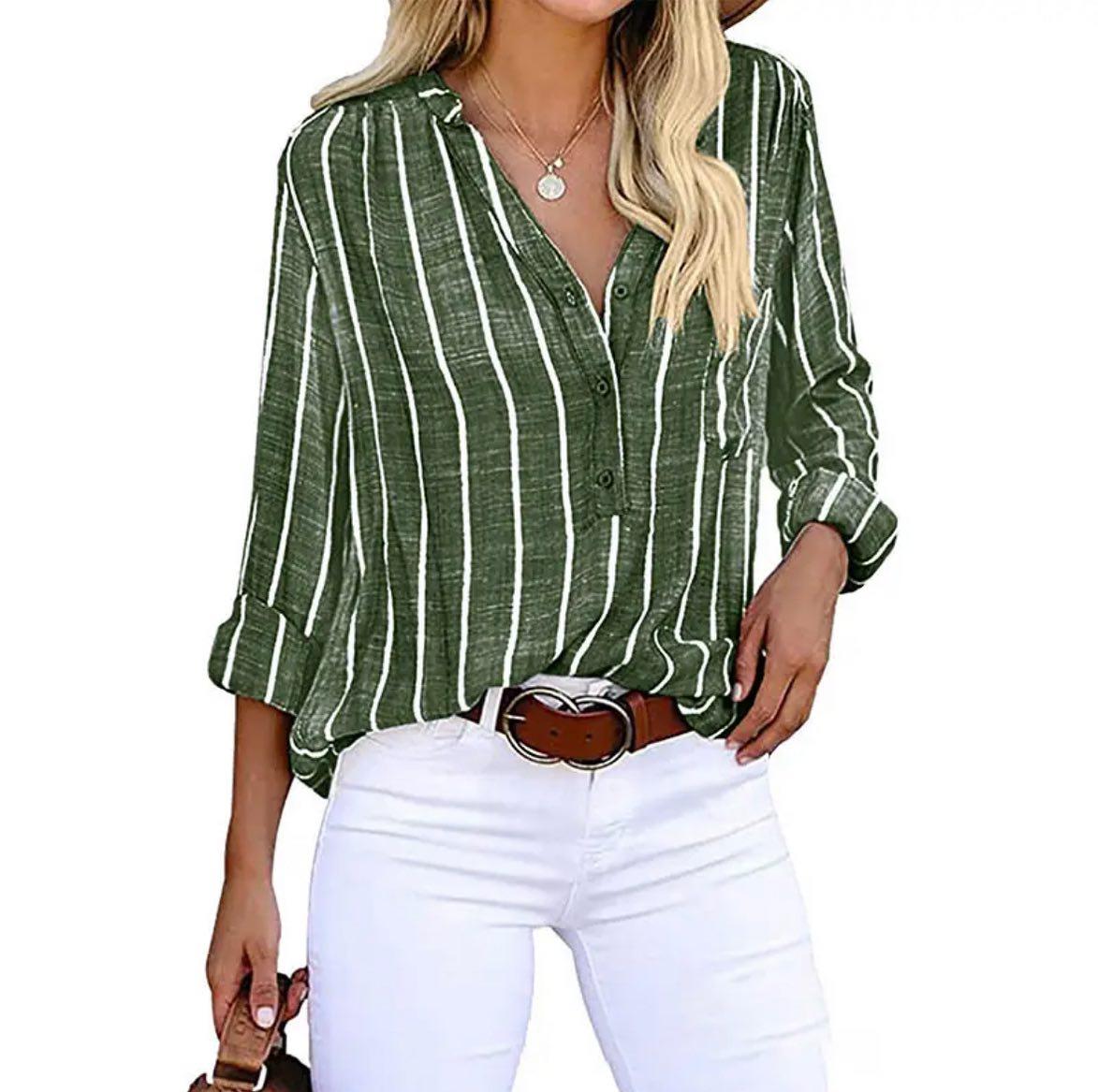 Maya | Striped Casual Blouse - ginlerie 9