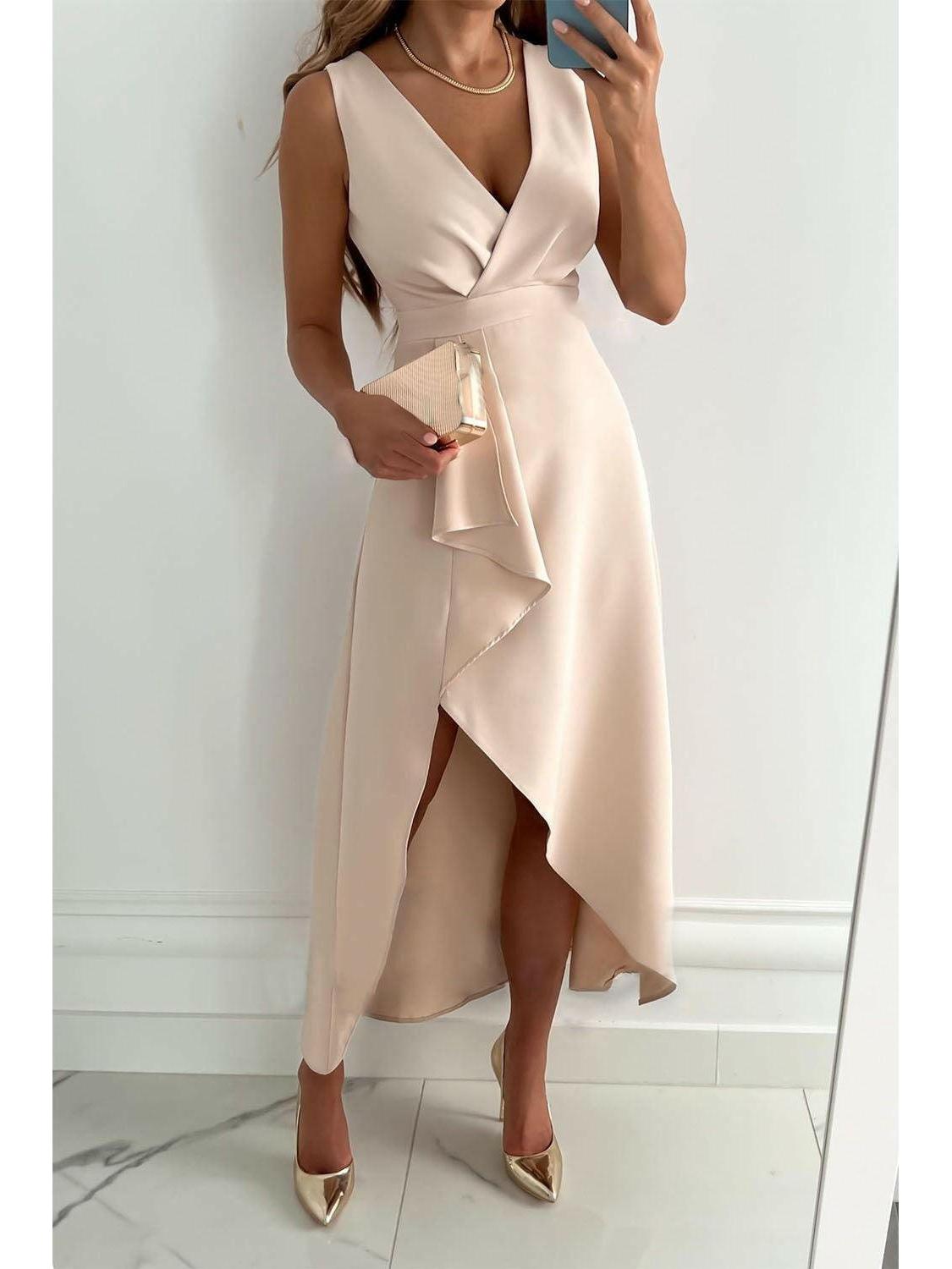 Maya | Wrap V-Neck Midi Dress - ginlerie 0