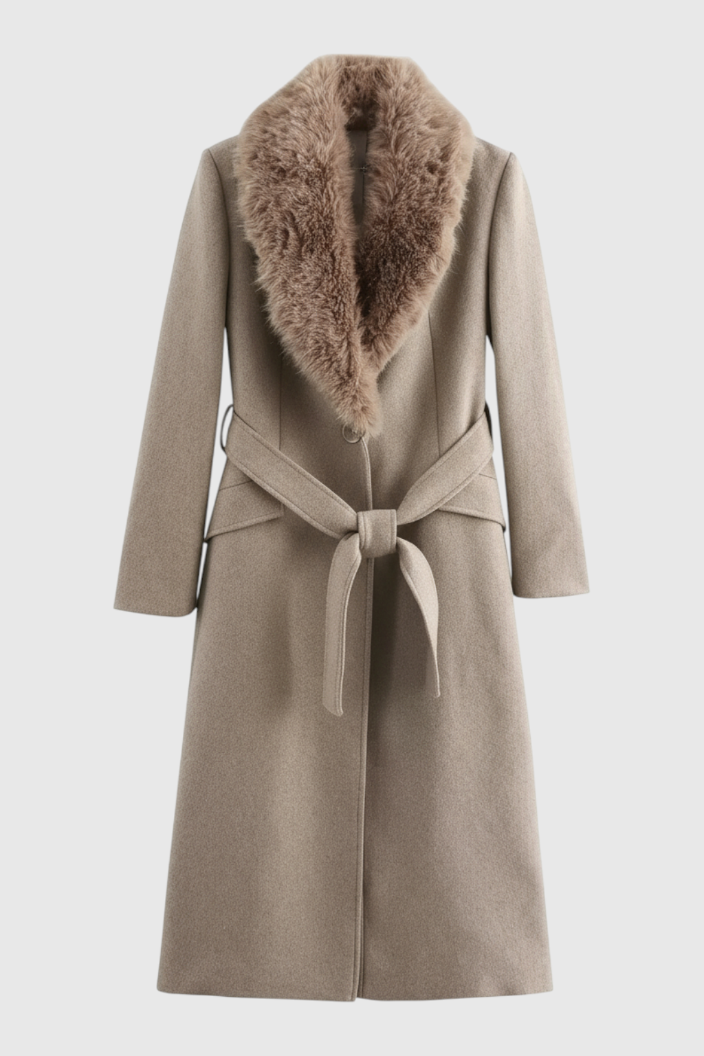 Nadia | Khaki Coat with Fur Collar - ginlerie 0