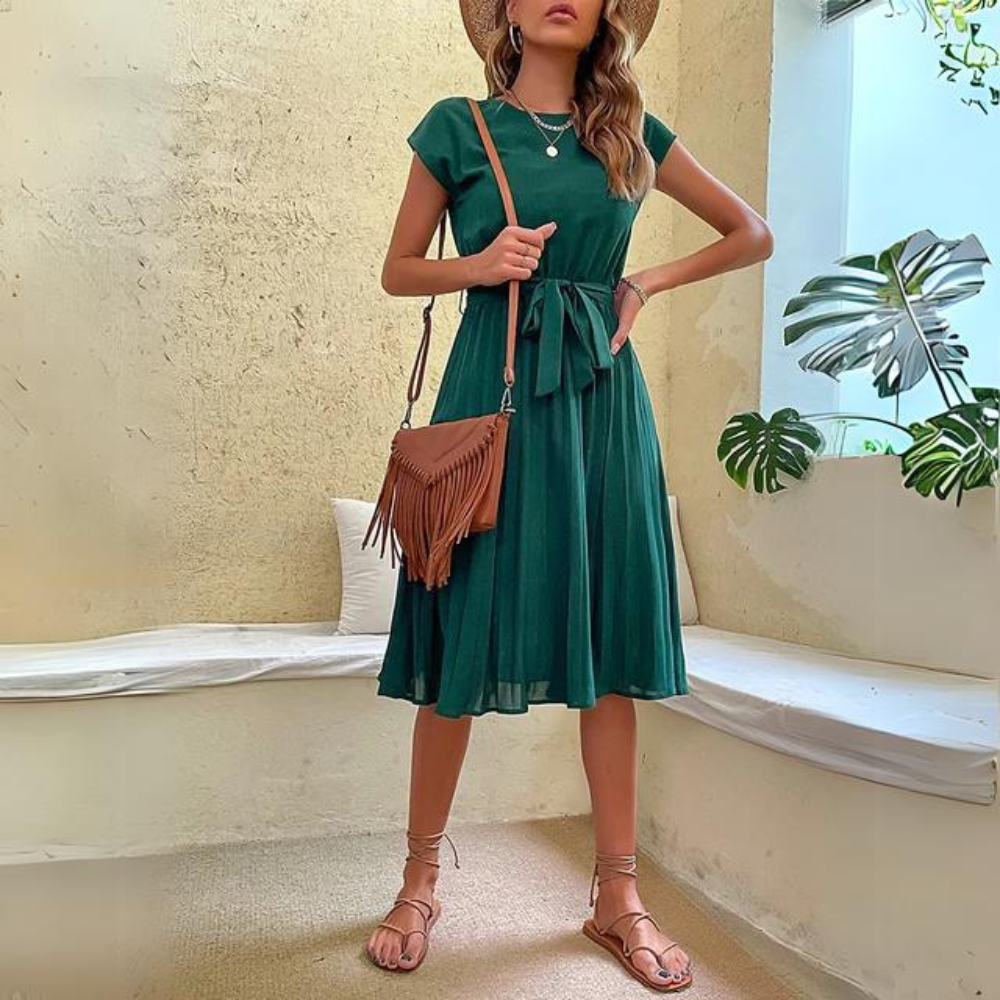 Nadia | Pink Midi Dress - ginlerie 1