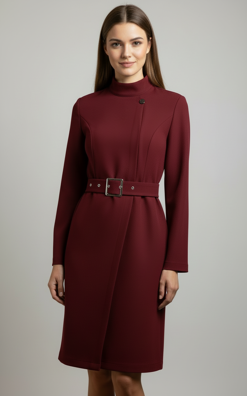 Nina | Asymmetric Belted A-Line Dress - ginlerie 1