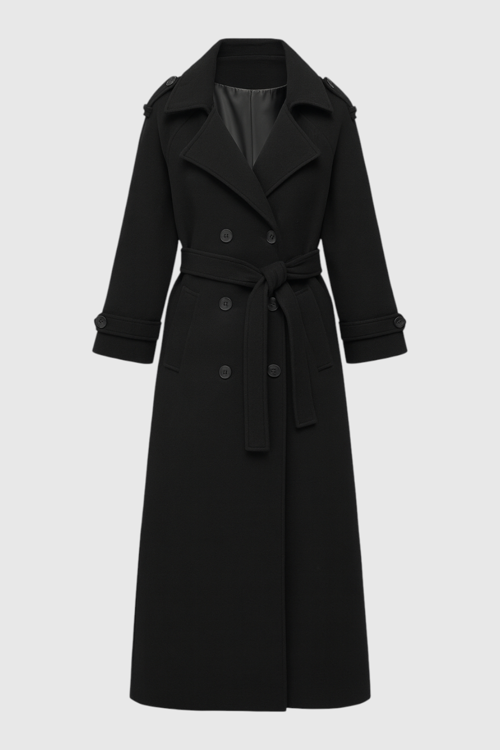 Nina | Belted Black Coat - ginlerie 0