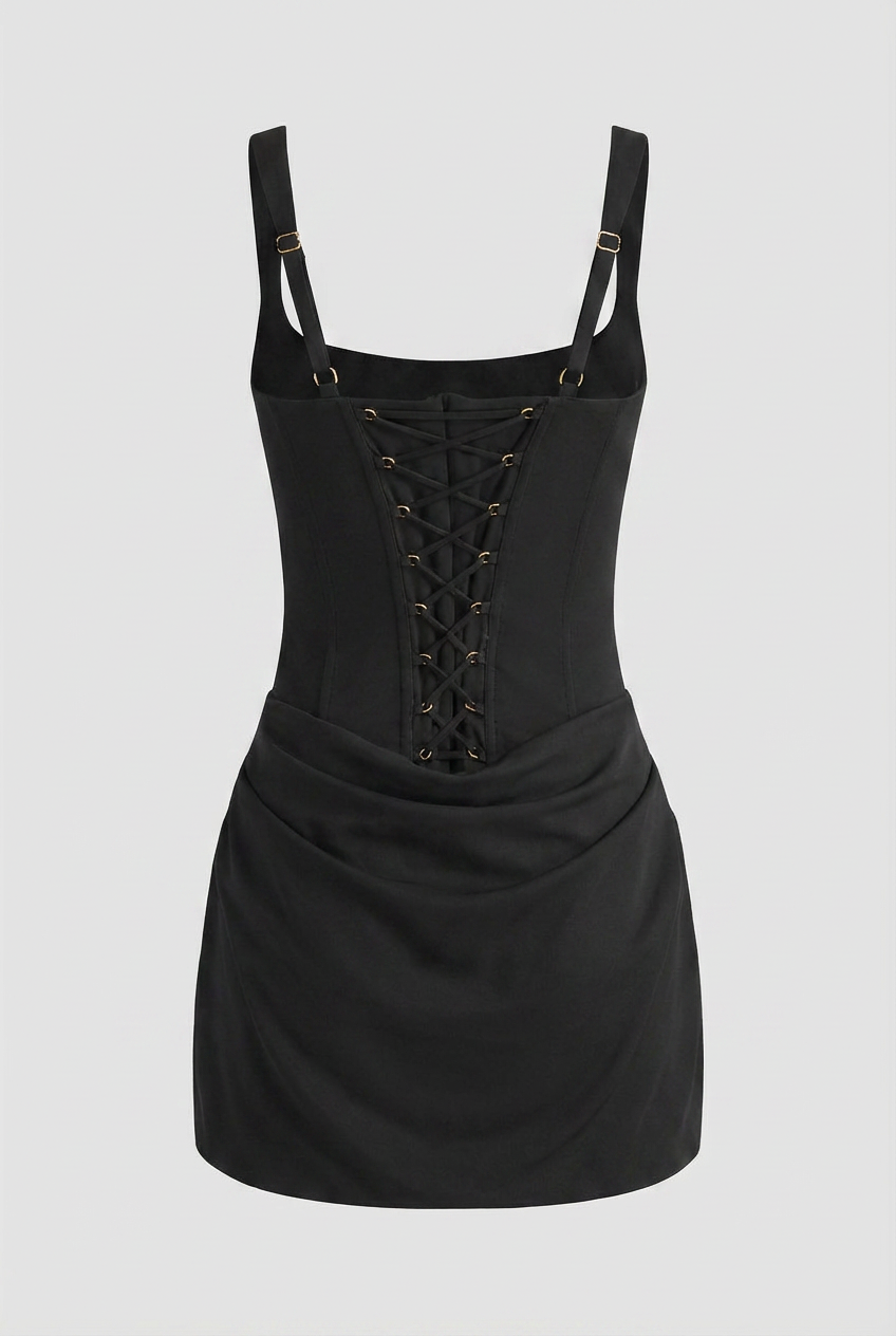 Nina | Black Hourglass Mini Dress - ginlerie 6