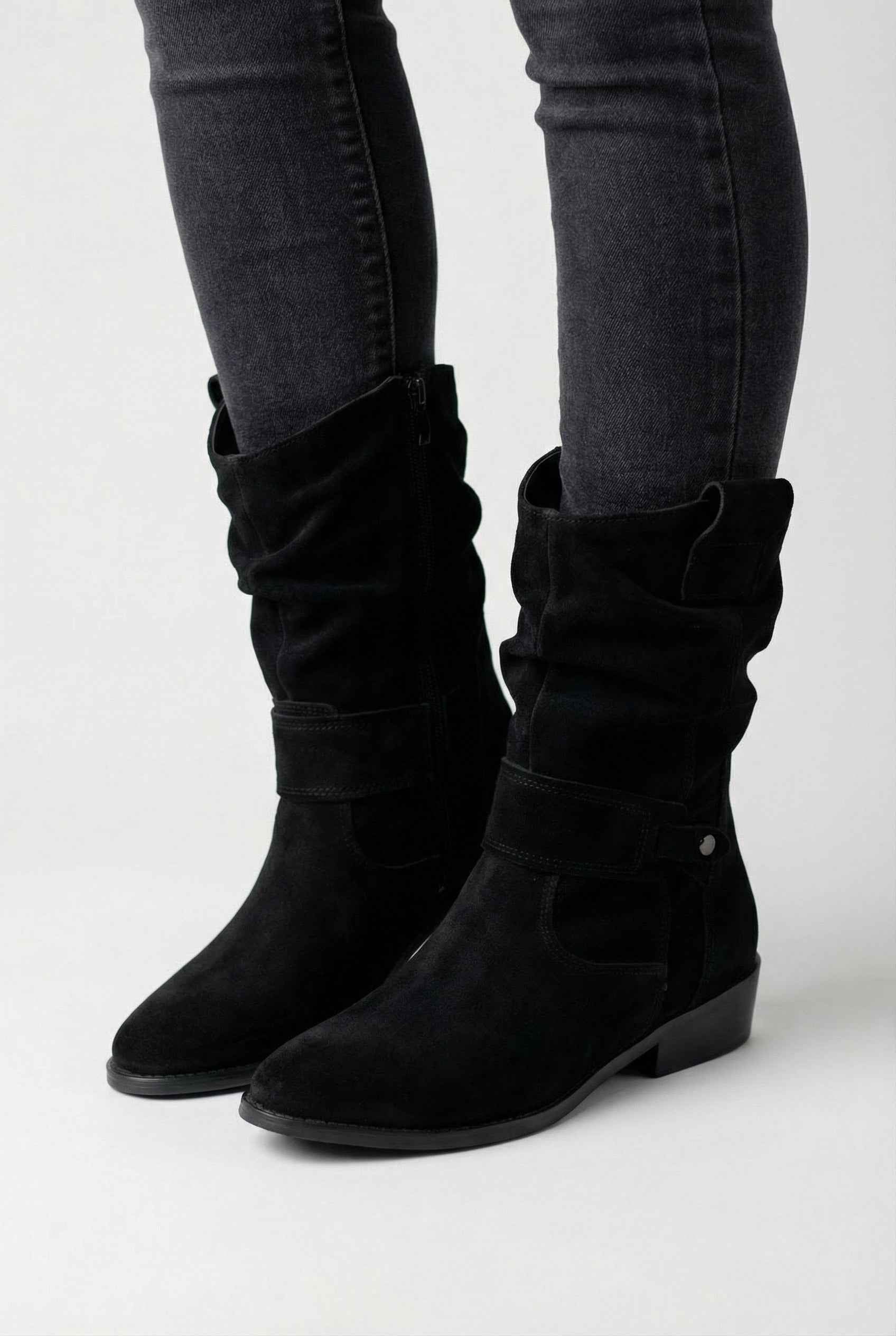 Nina | Black Suede Ankle Boots - ginlerie 2