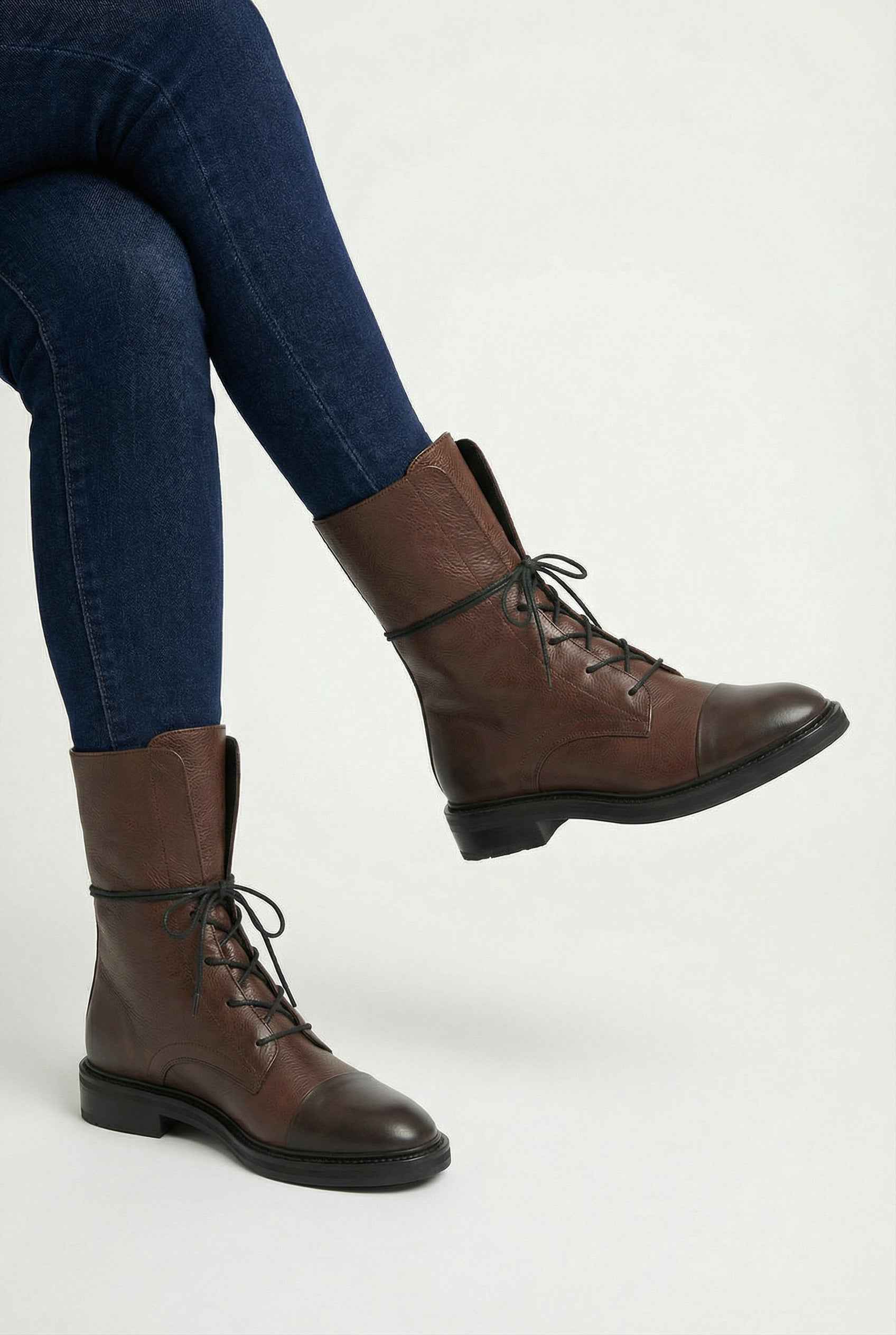 Nina | Brown Lace Up Ankle Boots - ginlerie 3