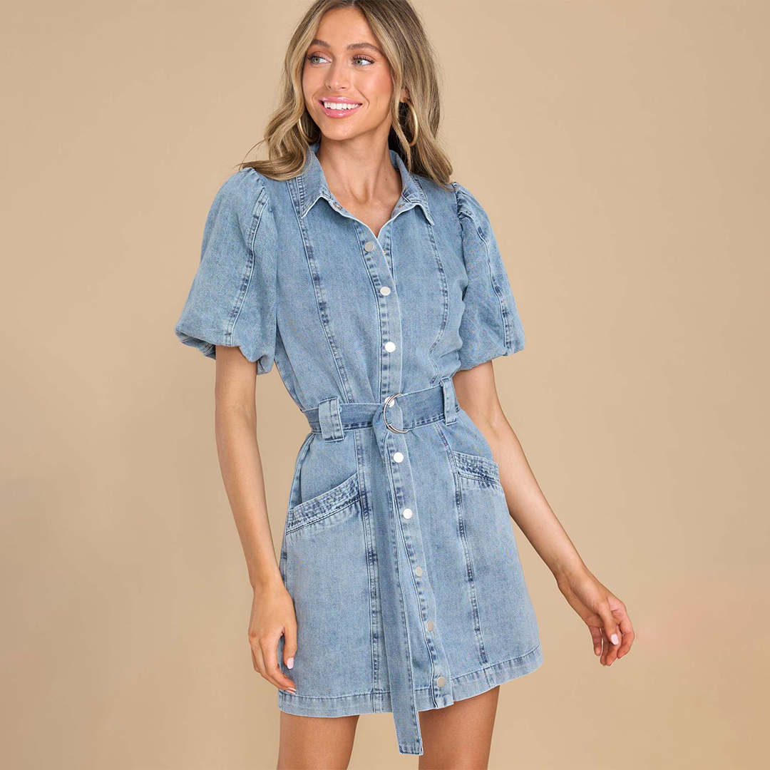 Nina | Denim Shirt Dress - ginlerie 0