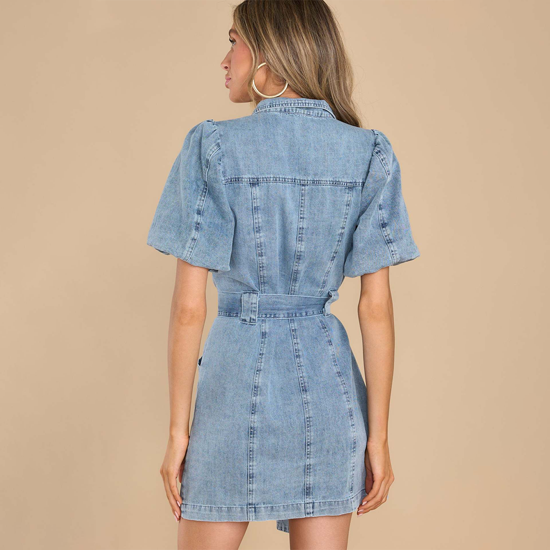 Nina | Denim Shirt Dress - ginlerie 2