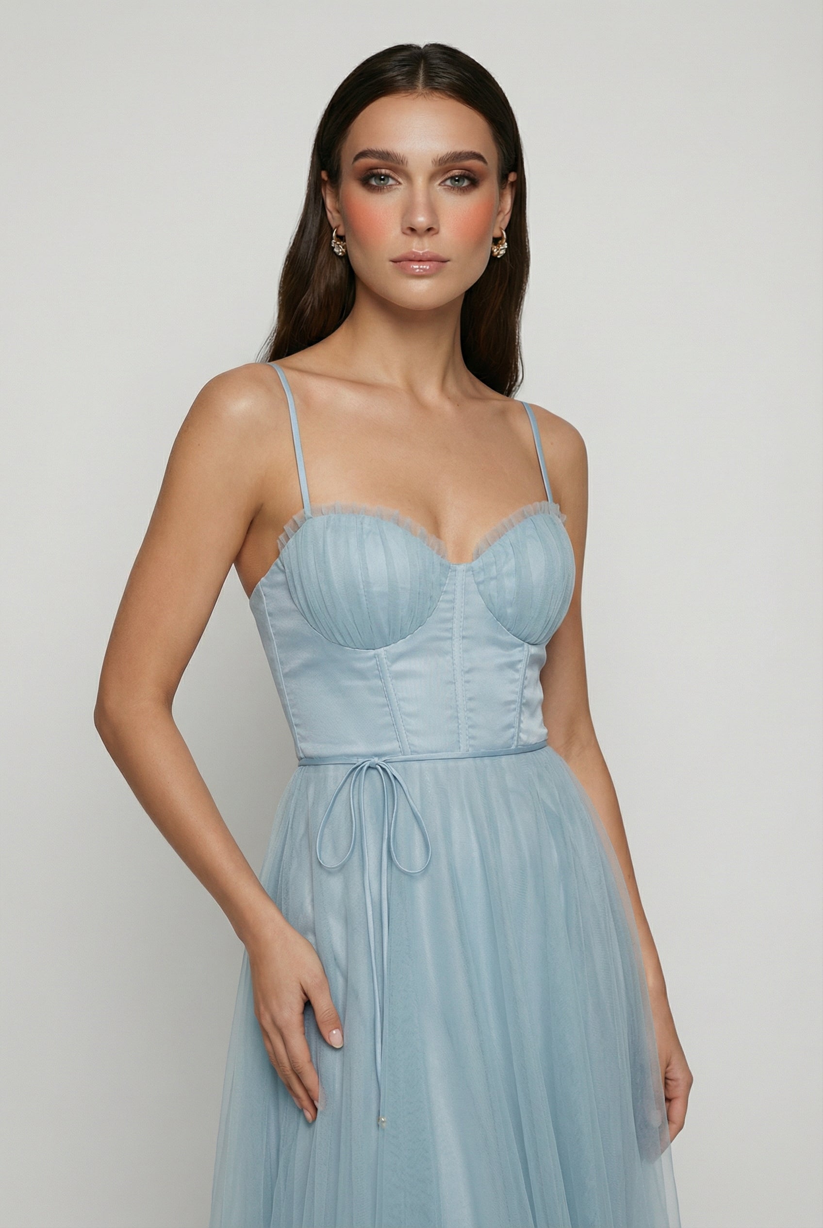 Nina | Elegant Blue Cocktail Midi Dress - ginlerie 4