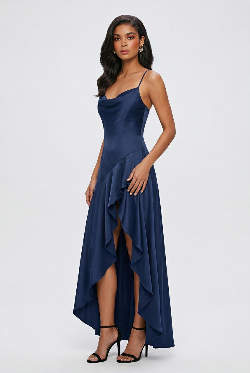 Nina | Elegant Navy Blue Wedding Guest Dress - ginlerie 2