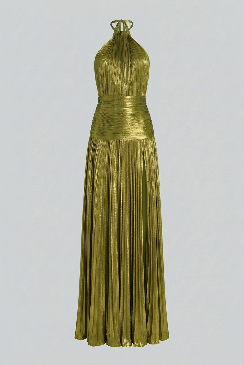 Nina | Elegant Olive Green Maxi Dress - ginlerie 0