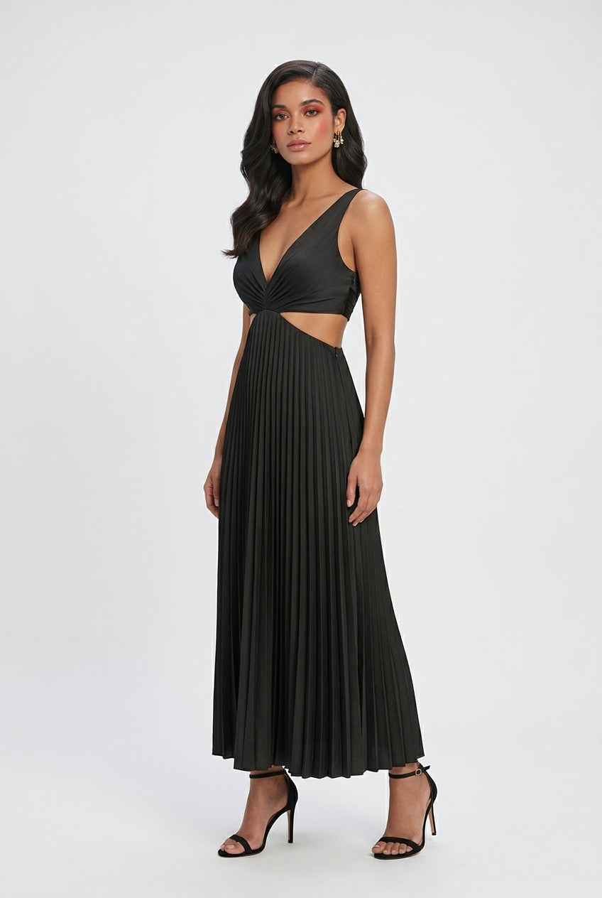 Nina | Elegant Pleated Maxi Dress - ginlerie 3