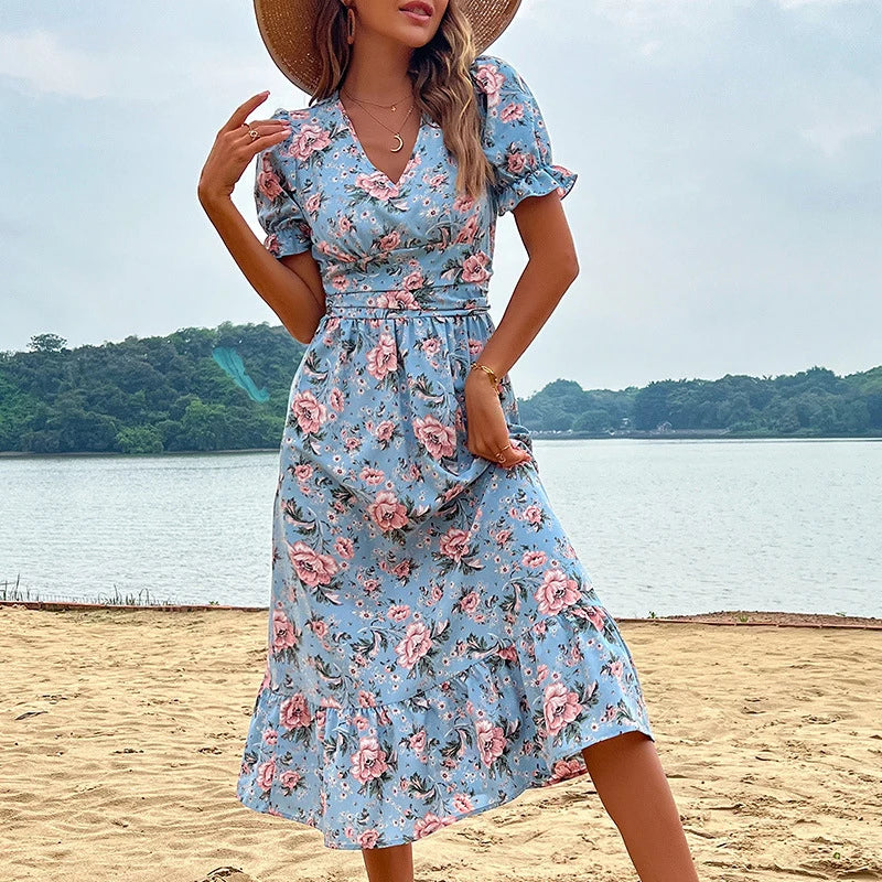 Nina | Floral Print Midi Dress - ginlerie 0