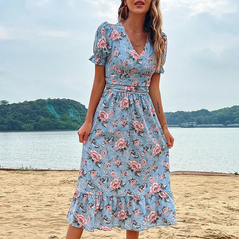 Nina | Floral Print Midi Dress - ginlerie 1