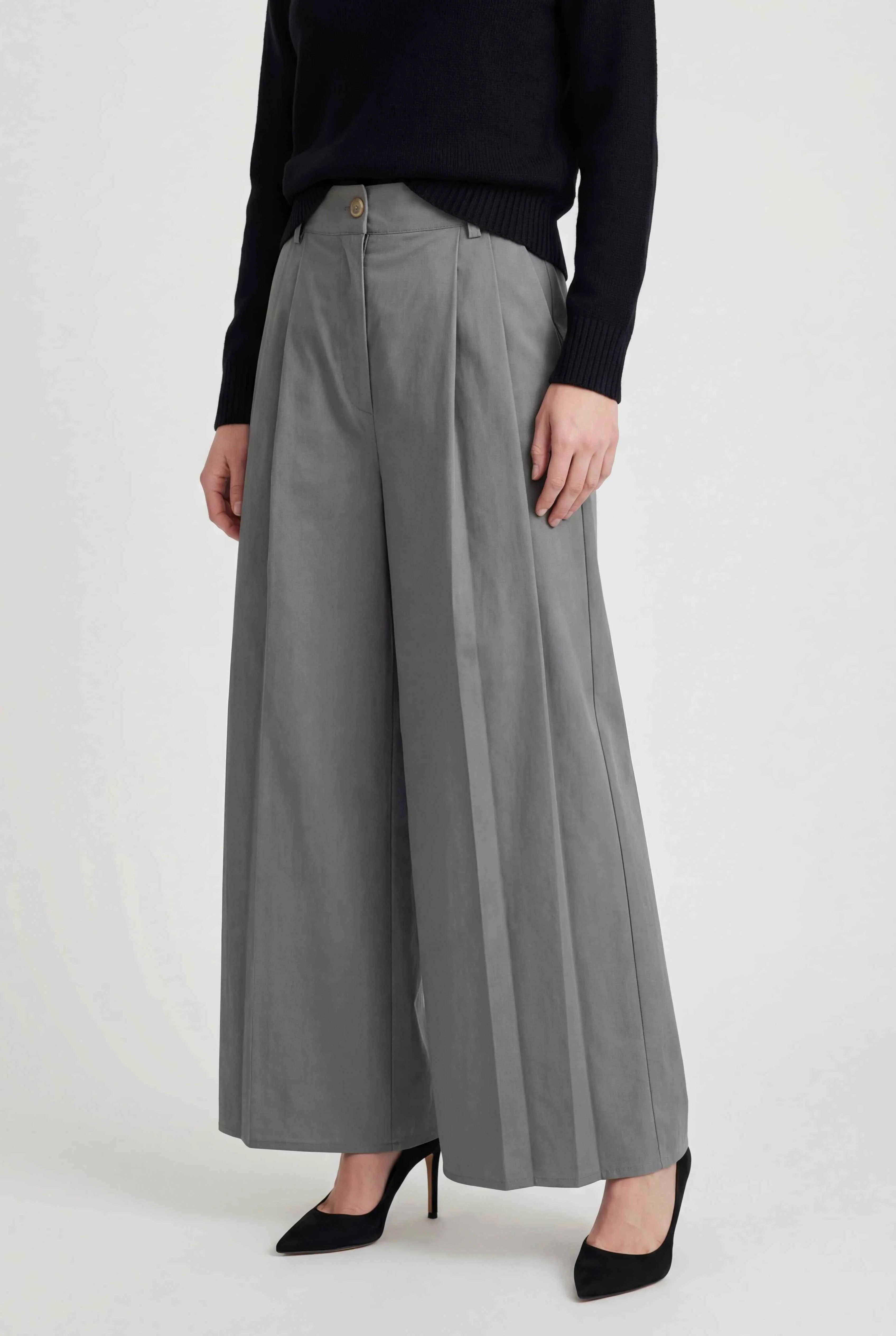 Nina | Gray Palazzo Pants - ginlerie 1