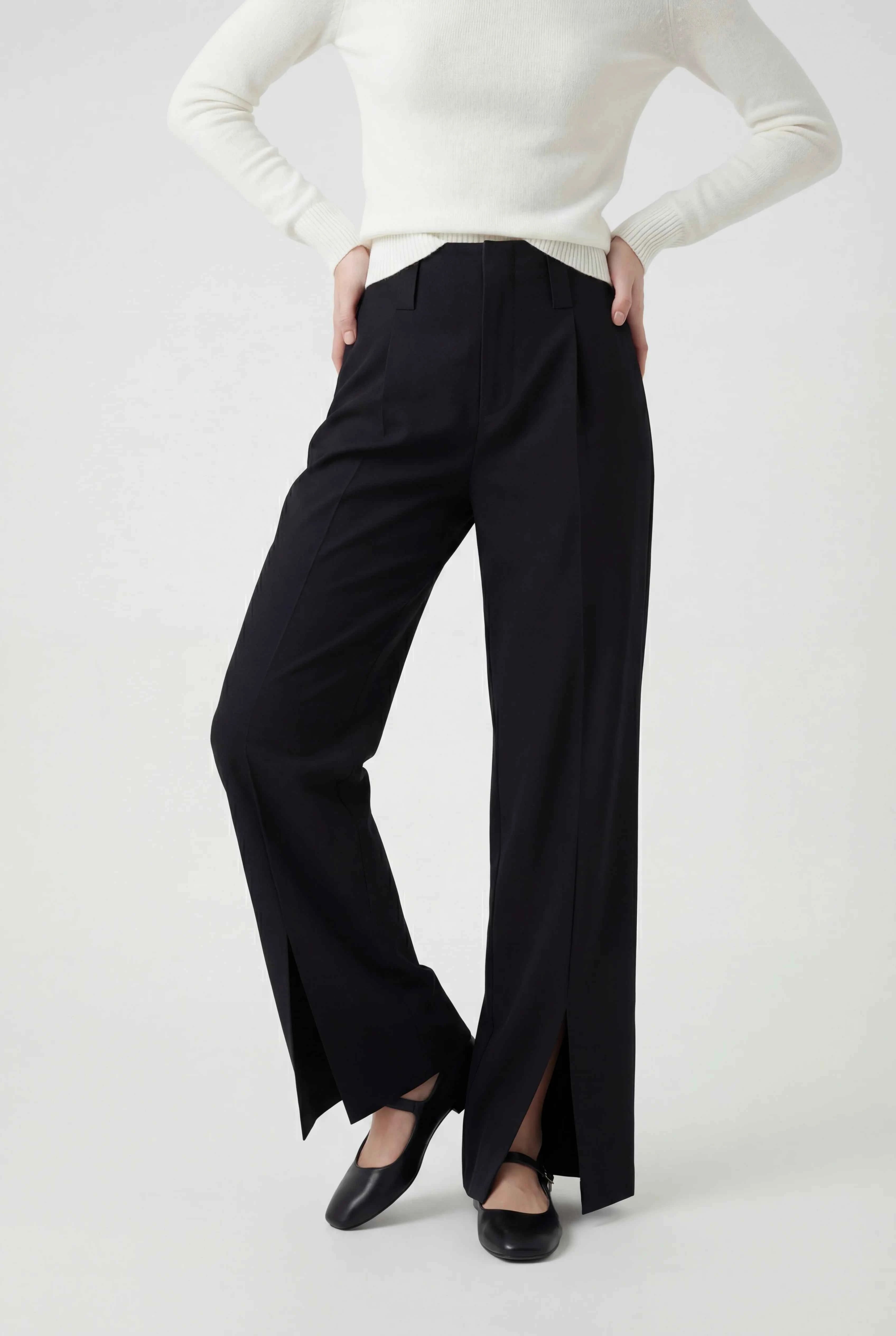 Nina | High-Waisted Pleated Linen Pants - ginlerie 2