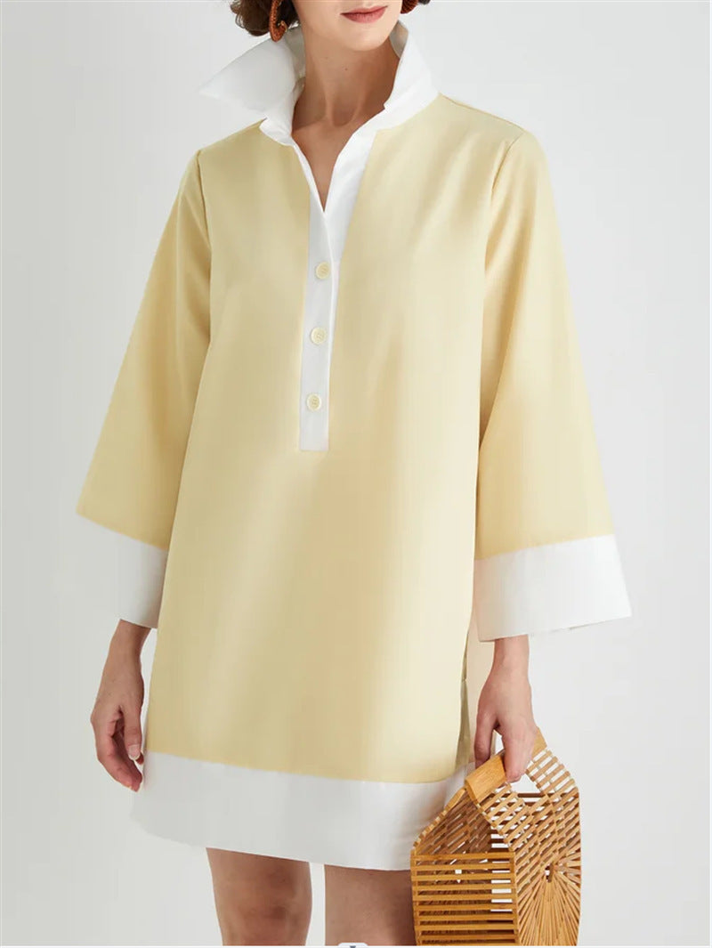 Nina | High Collar Tunic Dress - ginlerie 0