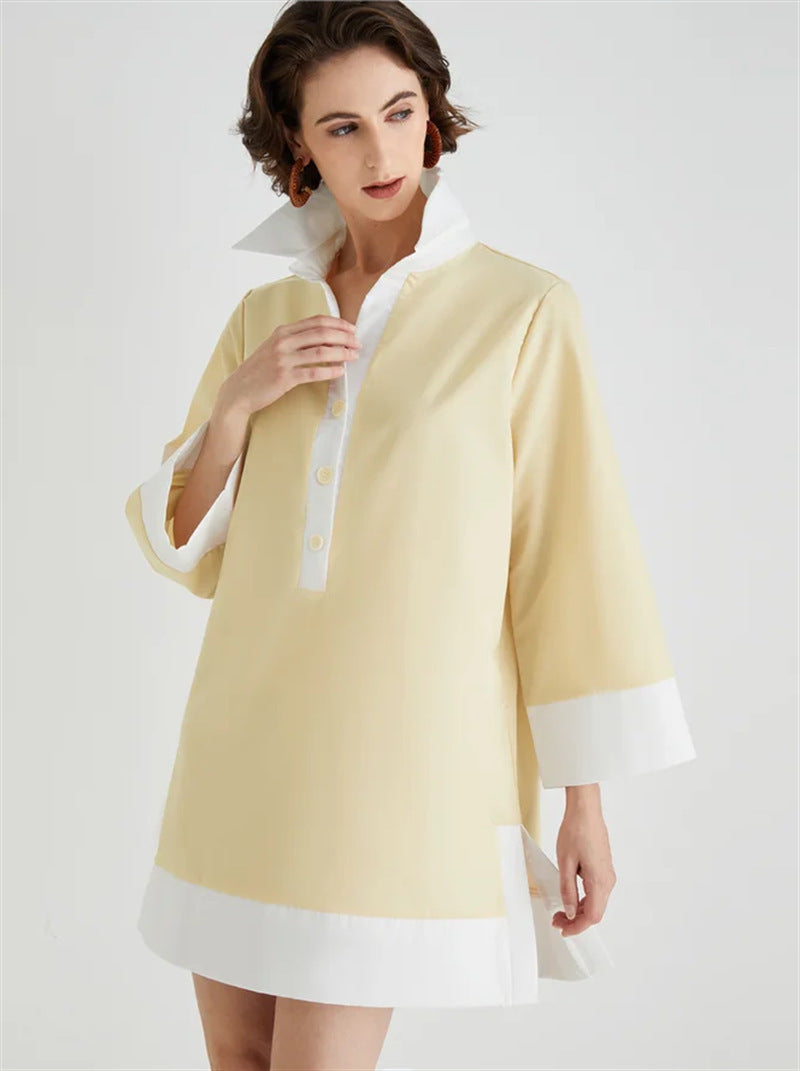 Nina | High Collar Tunic Dress - ginlerie 1