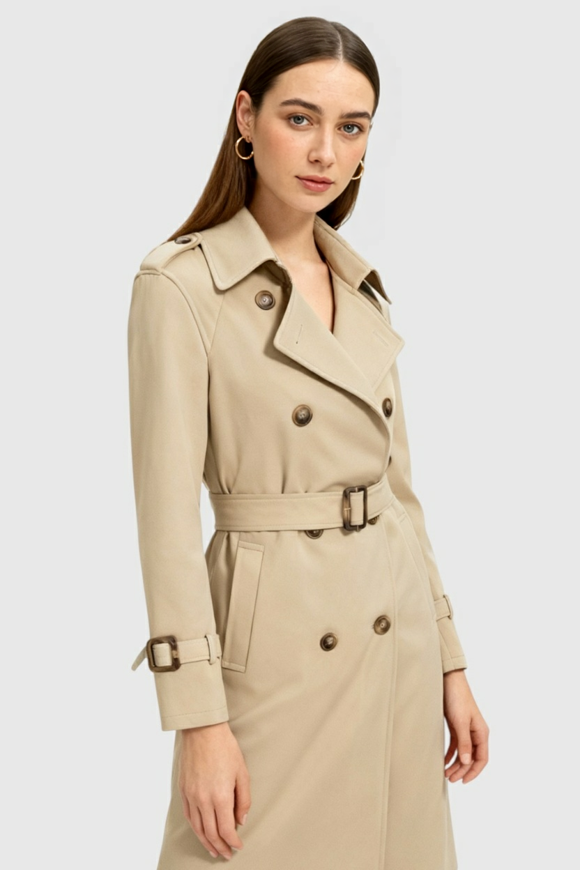 Nina | Khaki Trench Coat - ginlerie 1