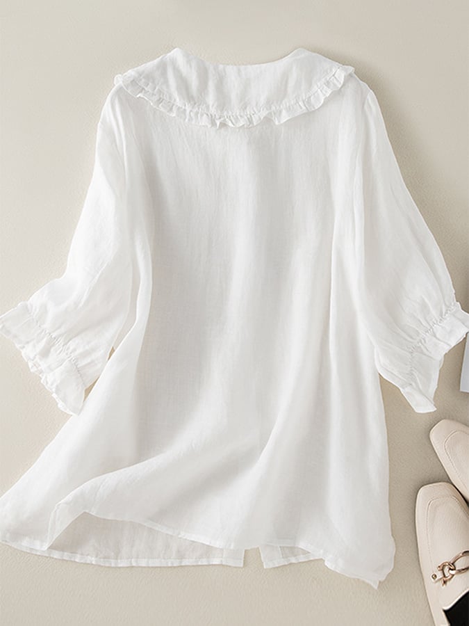 Nina | Ruffle Collar Womens Blouse - ginlerie 2