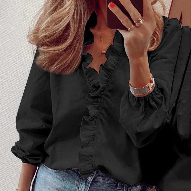 Nina | Ruffle Detail Blouse - ginlerie 2