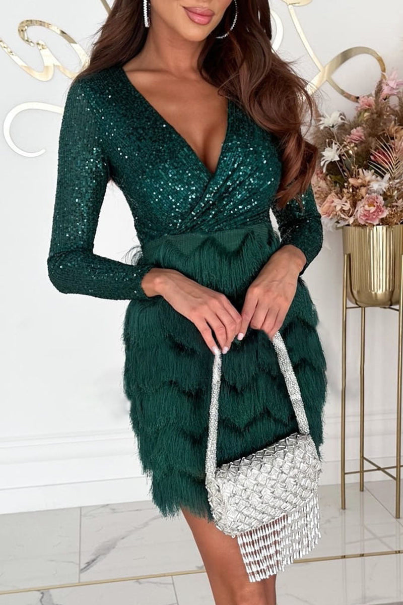 Nina | Sequin Wrap Dress - ginlerie 6