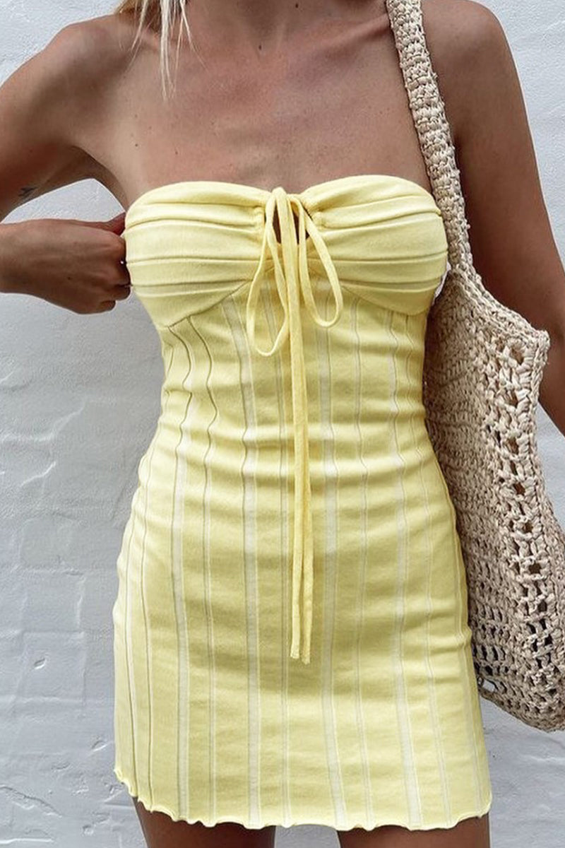 Nina | Strapless Ribbed Mini Dress - ginlerie 1