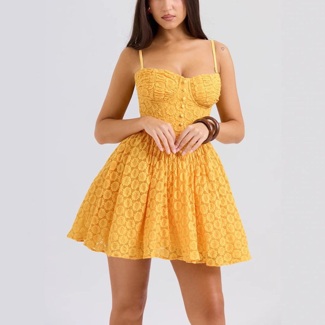 Nova | Lace Jacquard Mini Dress - ginlerie 1
