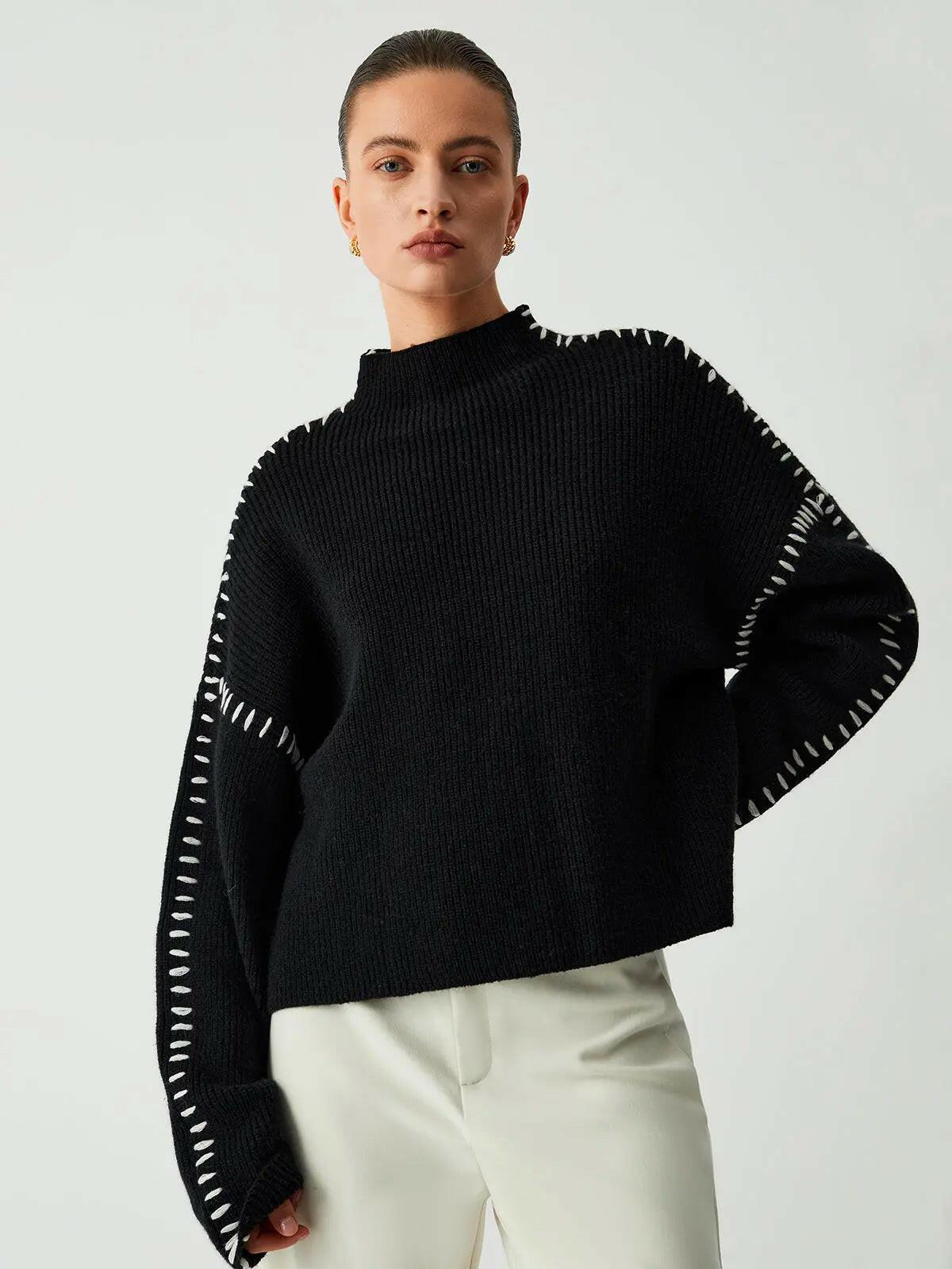 Oversized Turtleneck Sweater for Women – Cozy Knit Jumper with Fine Stitched Details for Effortless Style 0