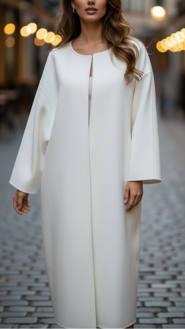 Oversized Wool-Blend Winter Coat for Women with Asymmetrical Design and Wide Sleeves – Elegant Outerwear for All Occasions 0