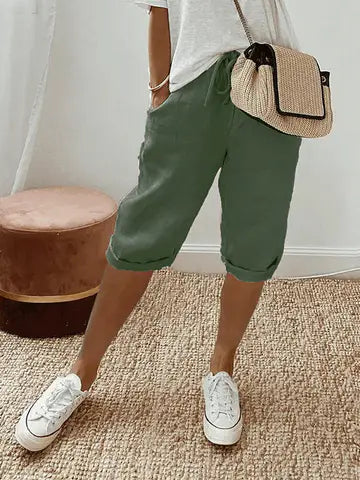Rosa | Lightweight Cotton-Linen Shorts - ginlerie 0
