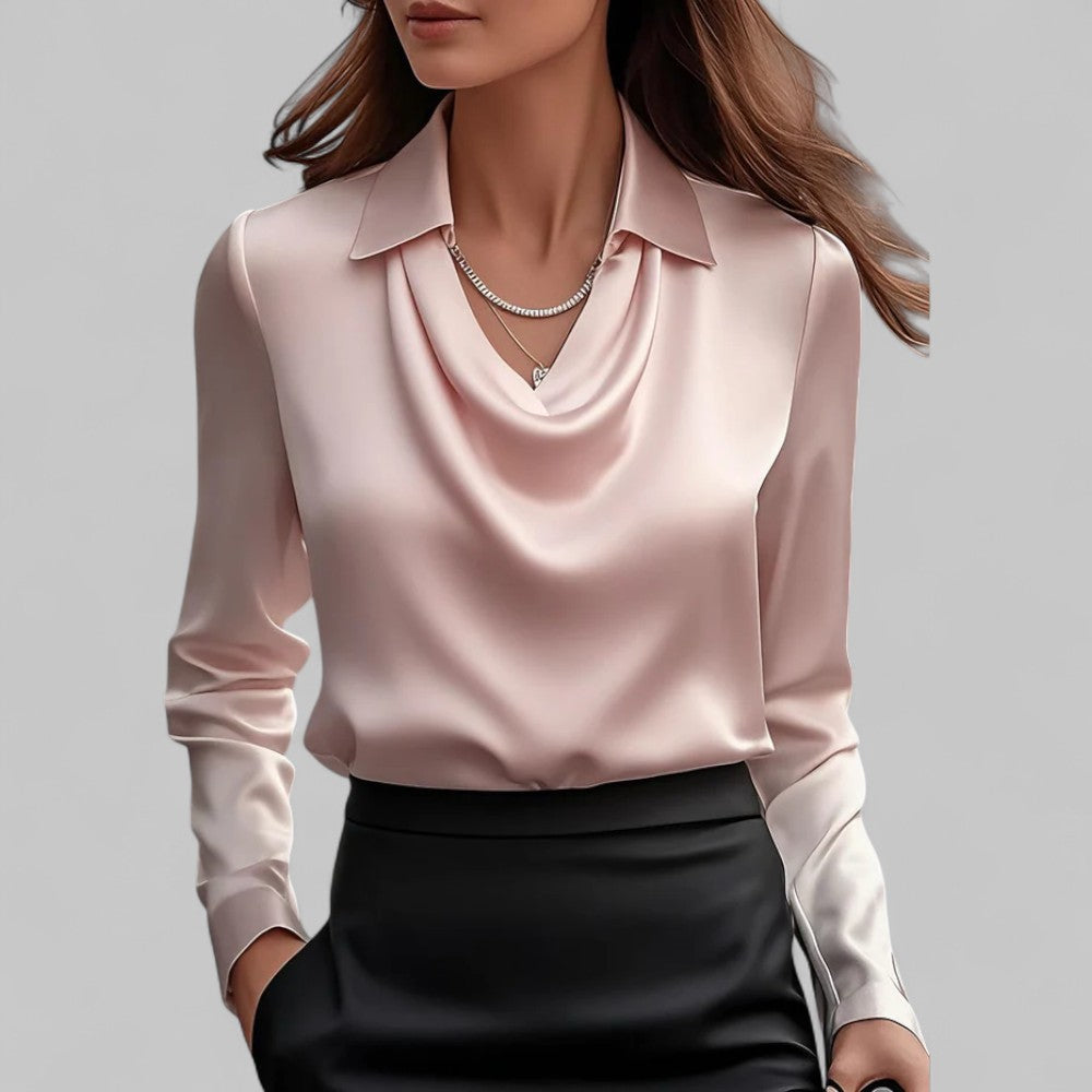 Rose | Draped Neck Silk Blouse - ginlerie 2