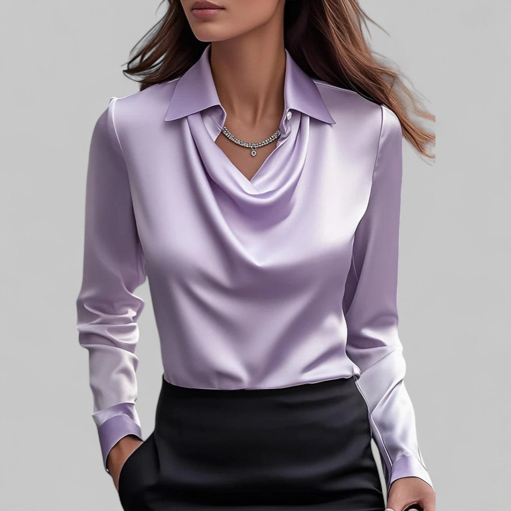 Rose | Draped Neck Silk Blouse - ginlerie 3