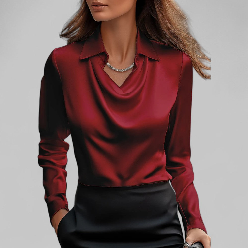 Rose | Draped Neck Silk Blouse - ginlerie 4