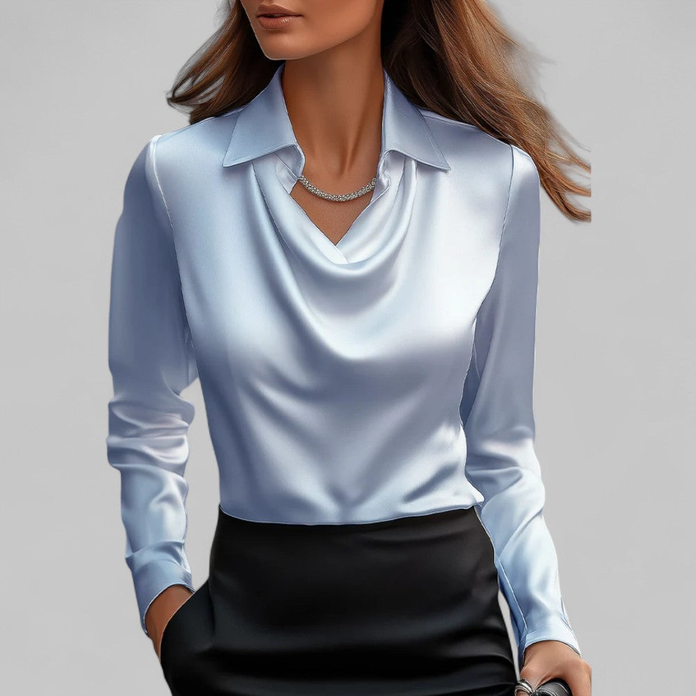 Rose | Draped Neck Silk Blouse - ginlerie 5