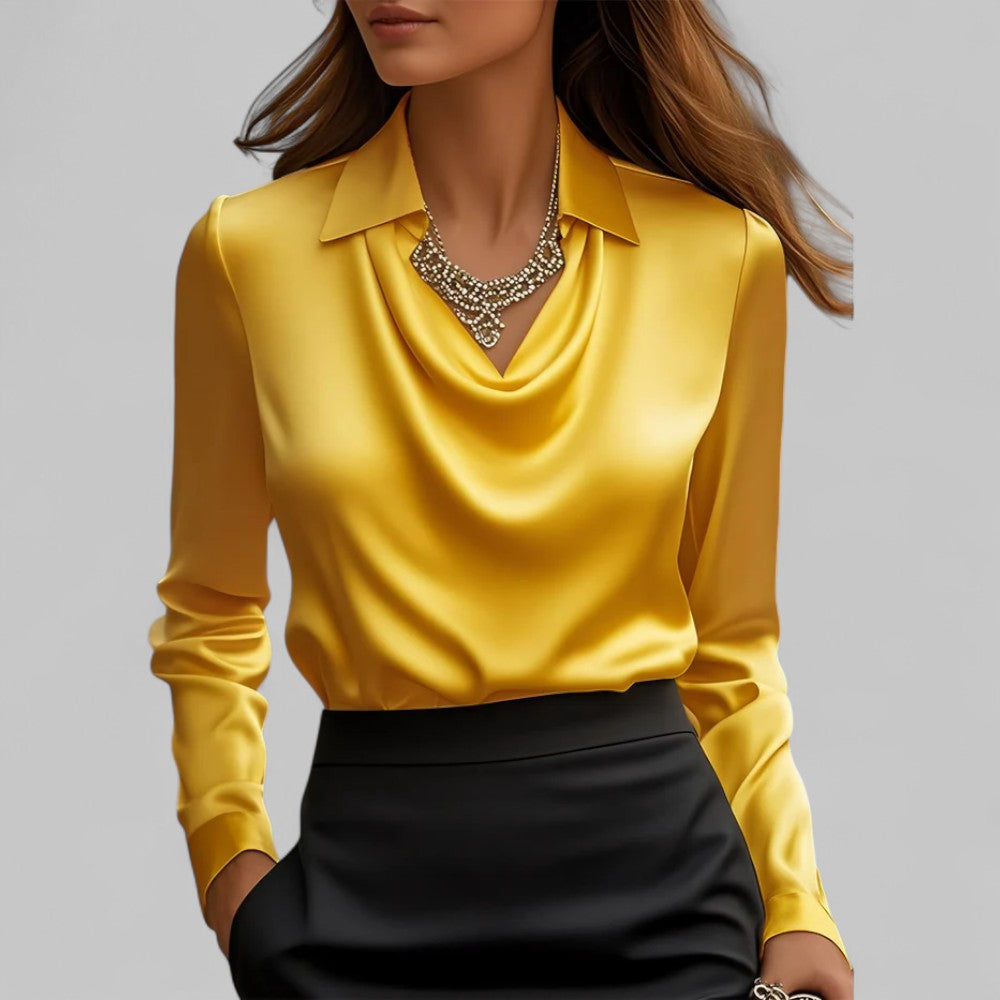 Rose | Draped Neck Silk Blouse - ginlerie 6