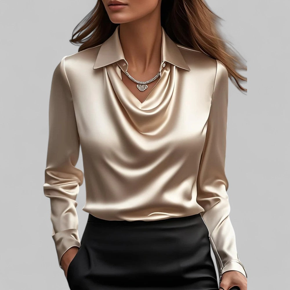 Rose | Draped Neck Silk Blouse - ginlerie 9