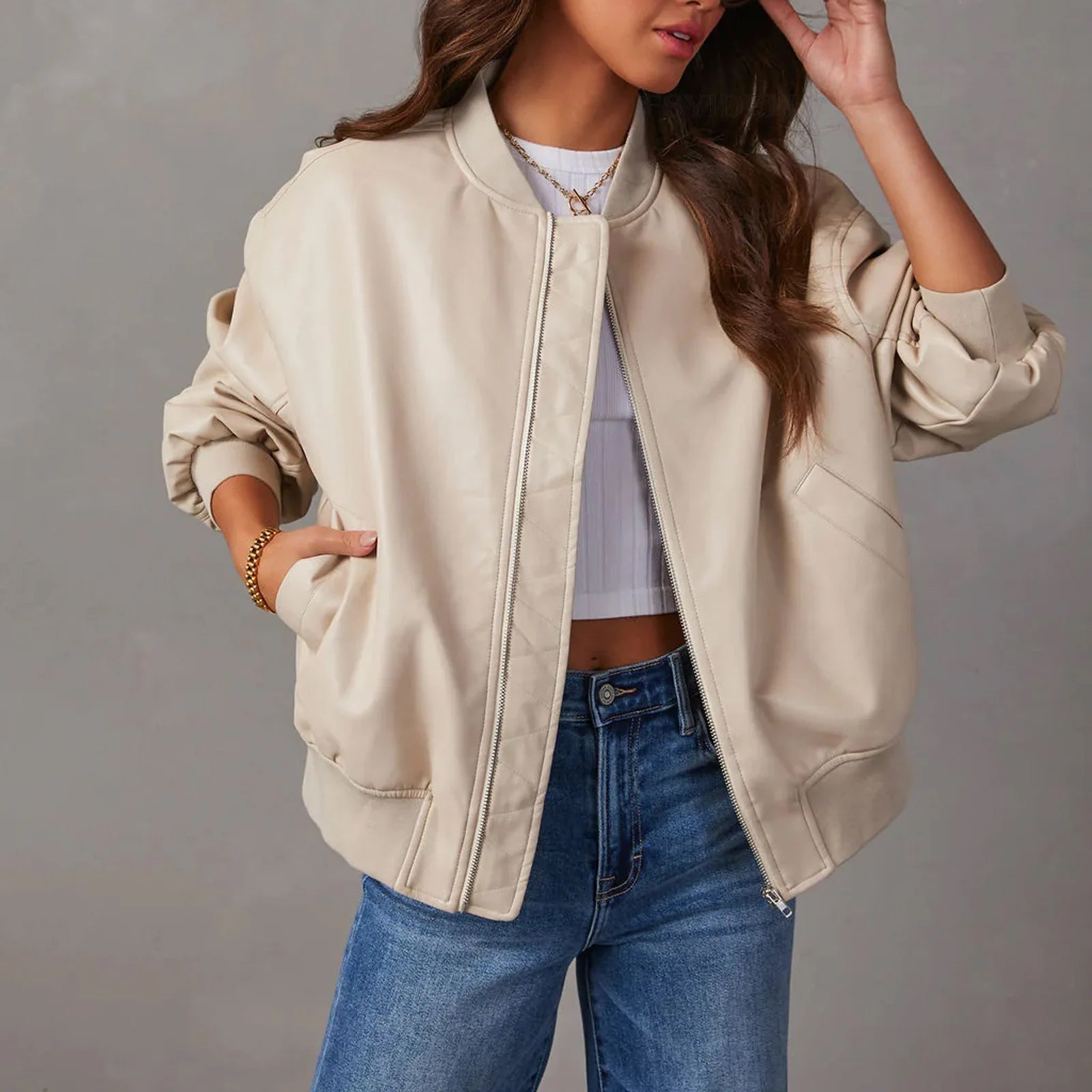 Sage | PU Leather Jacket - ginlerie 1