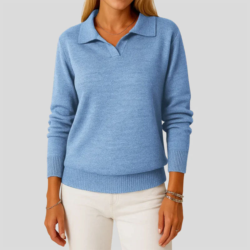Sage | Polo Collar Knit Sweater - ginlerie 0
