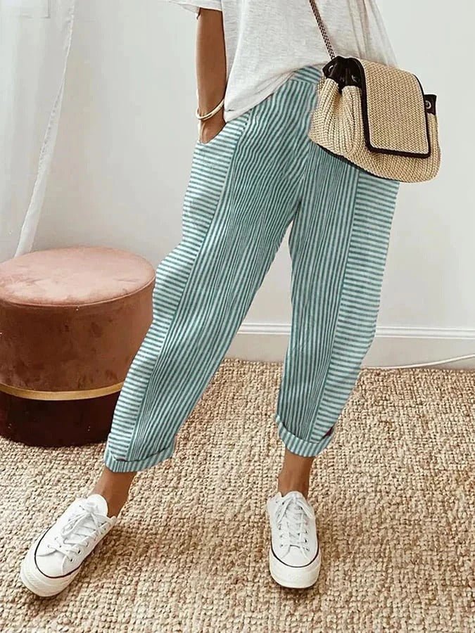 Serena | Striped Casual Lounge Pants - ginlerie 2
