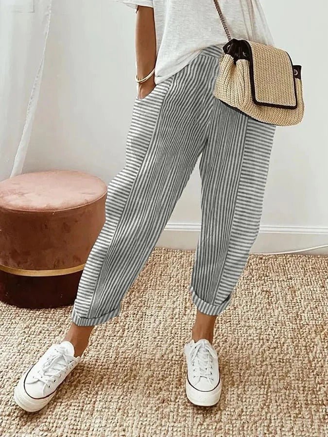 Serena | Striped Casual Lounge Pants - ginlerie 3