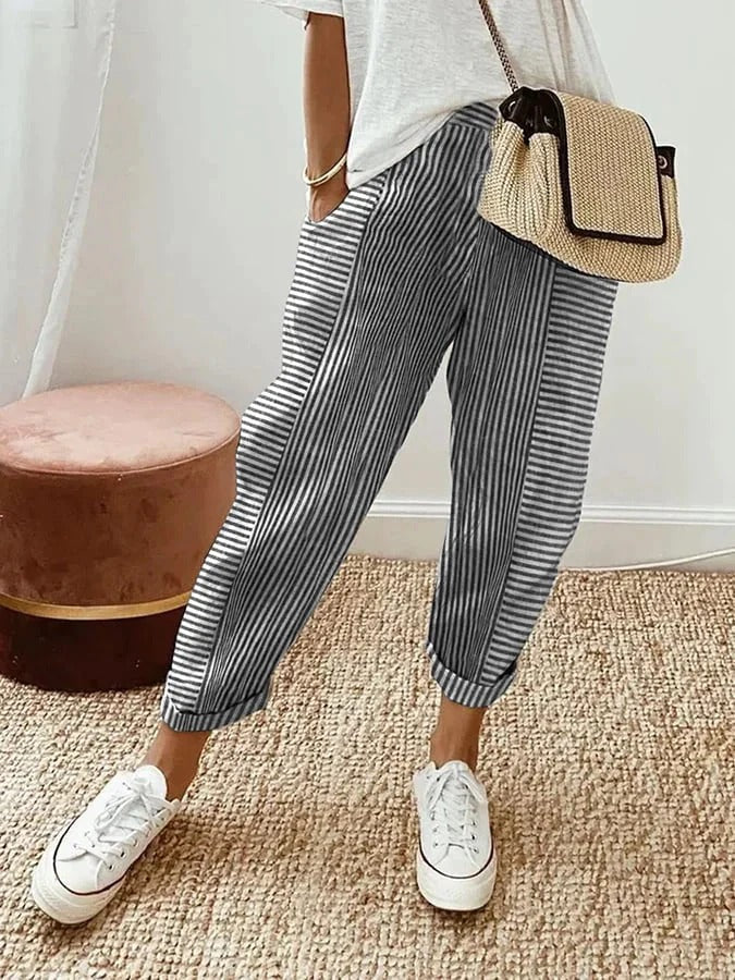 Serena | Striped High Waist Trousers - ginlerie 1