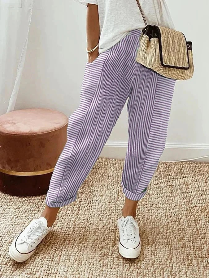 Serena | Striped High Waist Trousers - ginlerie 4