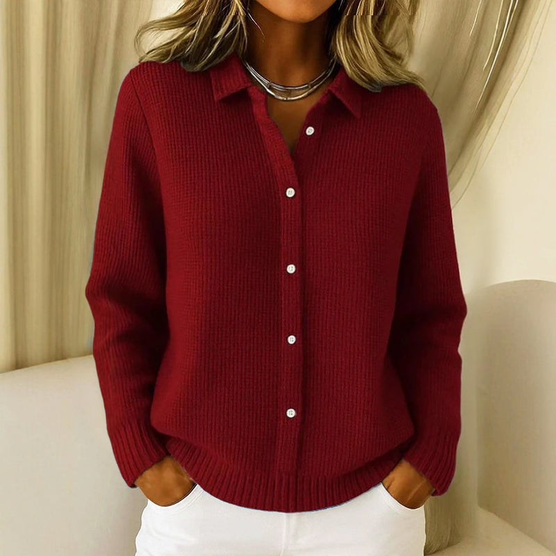 Sophia | Collared Button-Up Cardigan Sweater - ginlerie 3