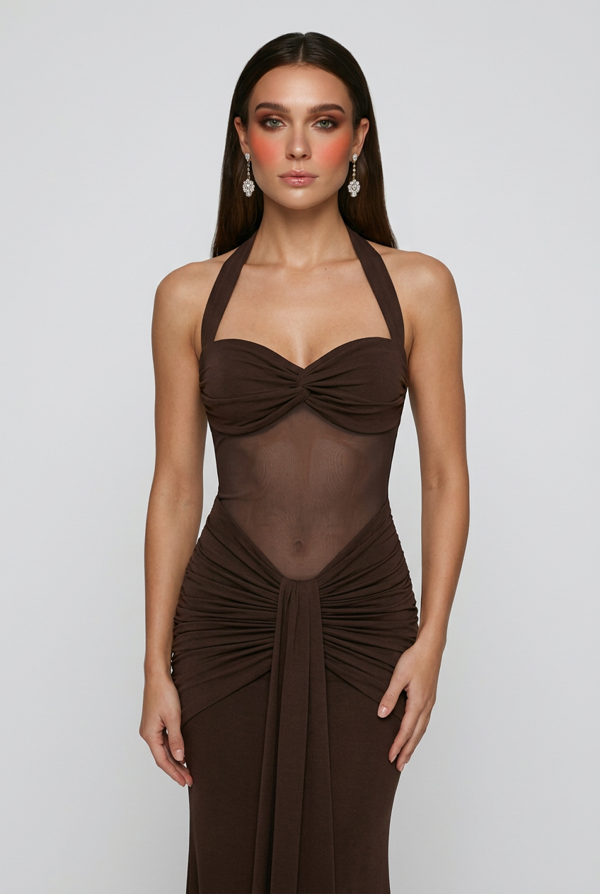 Sophia | Elegant Halter Maxi Dress - ginlerie 1
