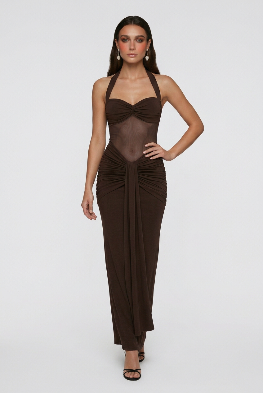 Sophia | Elegant Halter Maxi Dress - ginlerie 2