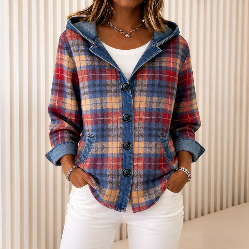 Valentina | Hooded Plaid Light Jacket - ginlerie 0
