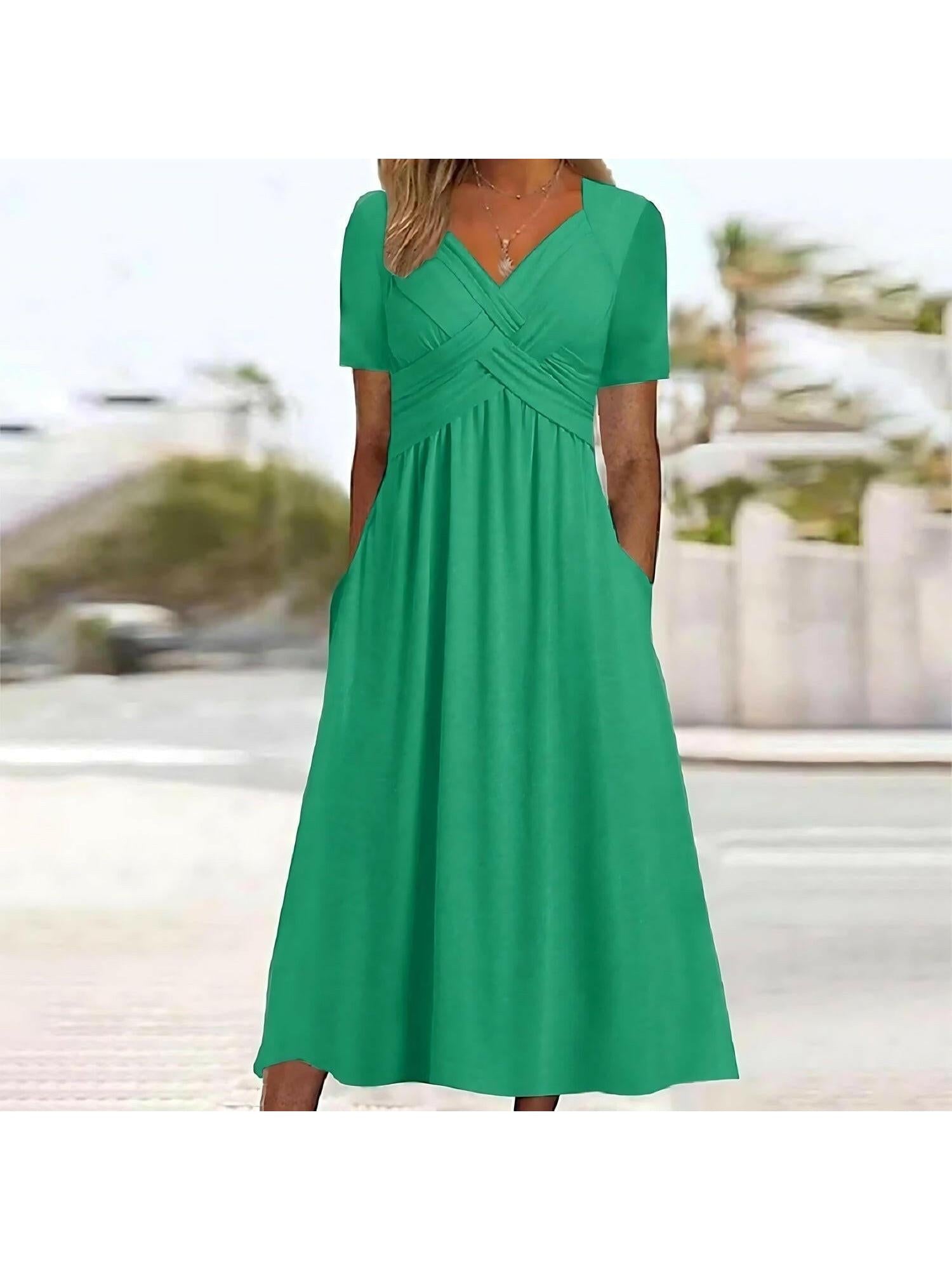 Vera | Long Sleeve Green Midi Dress - ginlerie 0