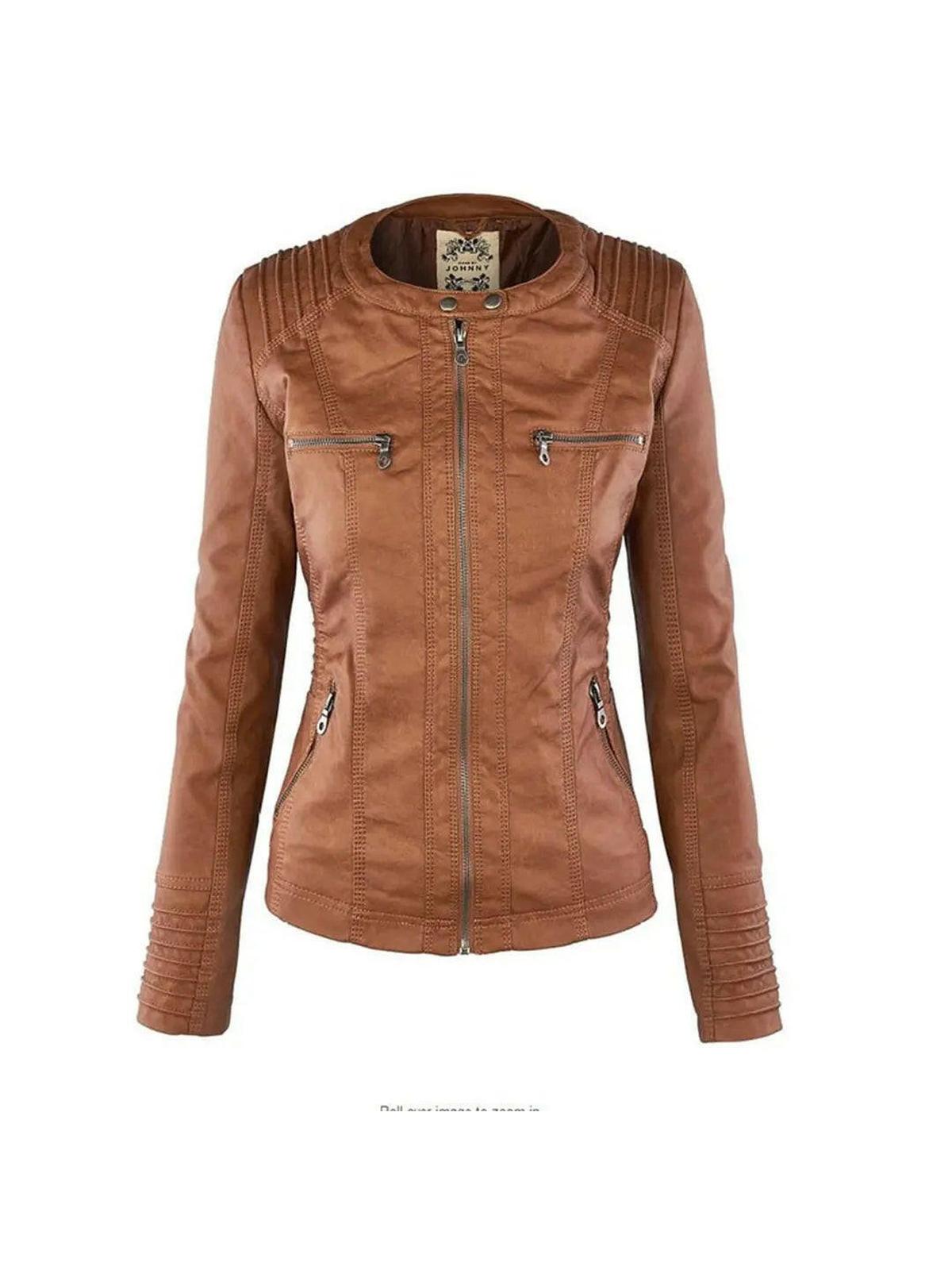 Waterproof Women's Leather Jacket with Removable Hood – Elegant, Durable Design for All Occasions 2