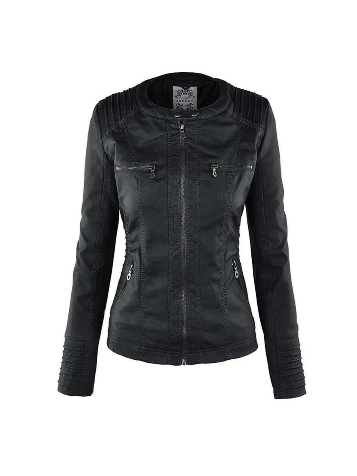 Waterproof Women's Leather Jacket with Removable Hood – Elegant, Durable Design for All Occasions 5